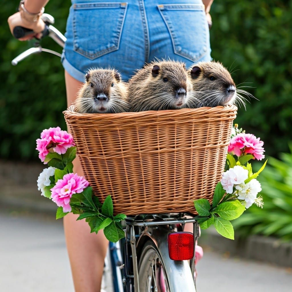 Nutrias Enjoying a Bicycle Ride
