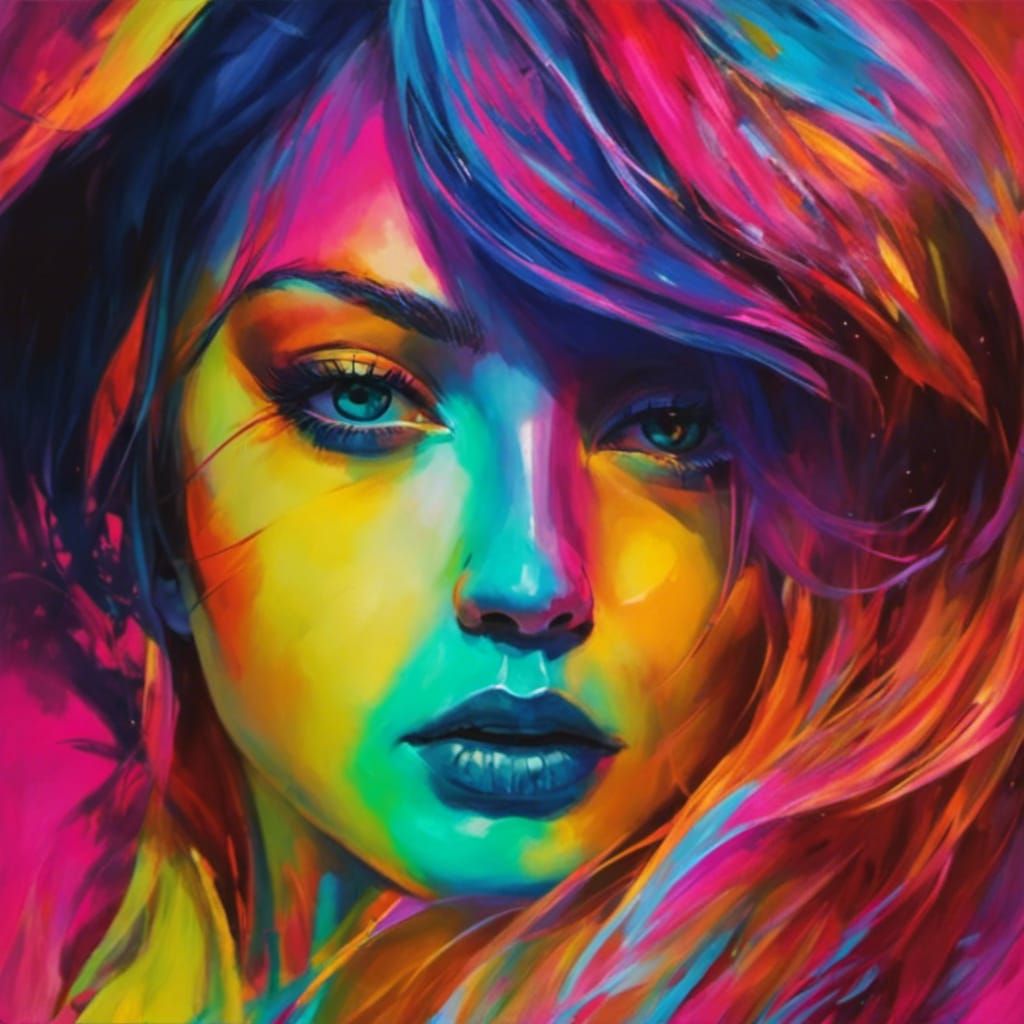 Surreal Figure Gazing Reflection in Astral Graffiti Art