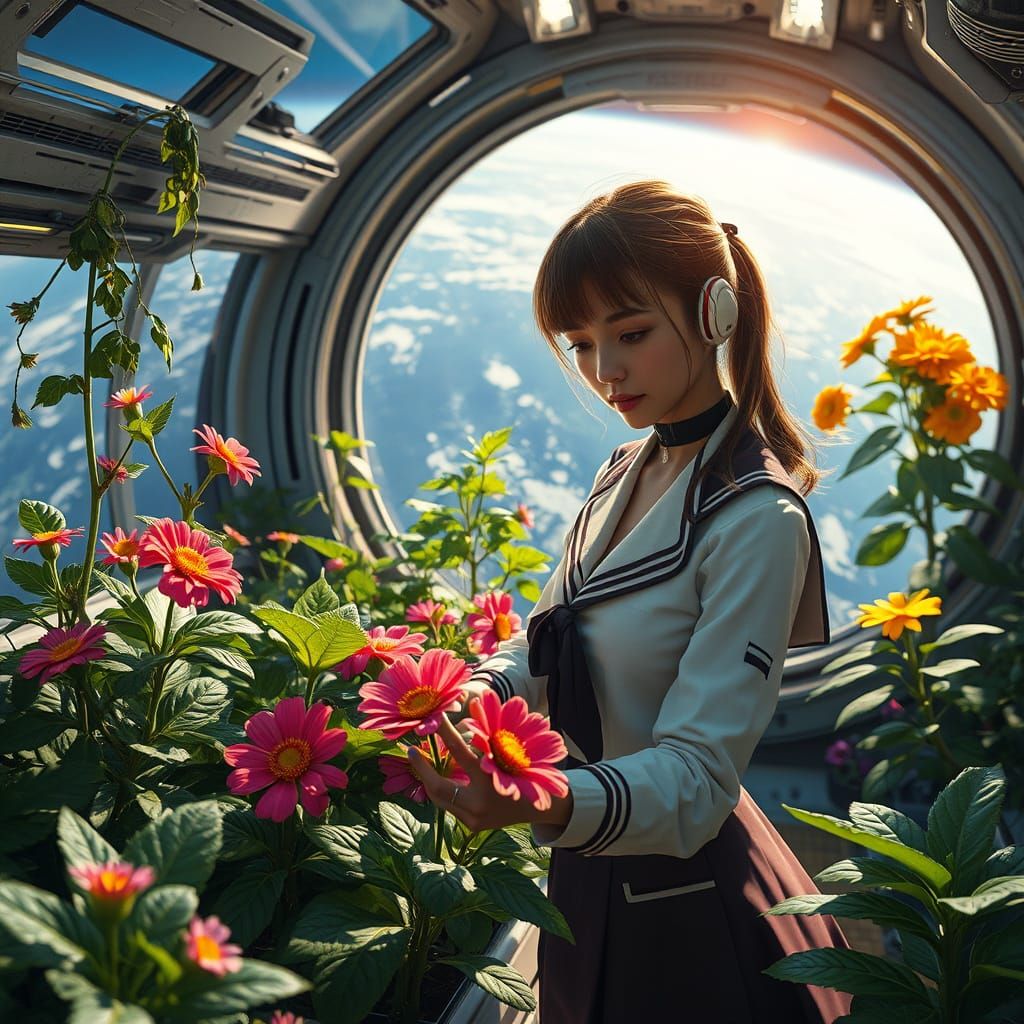 Futuristic Space Garden in Vibrant Sci-Fi Concept Art