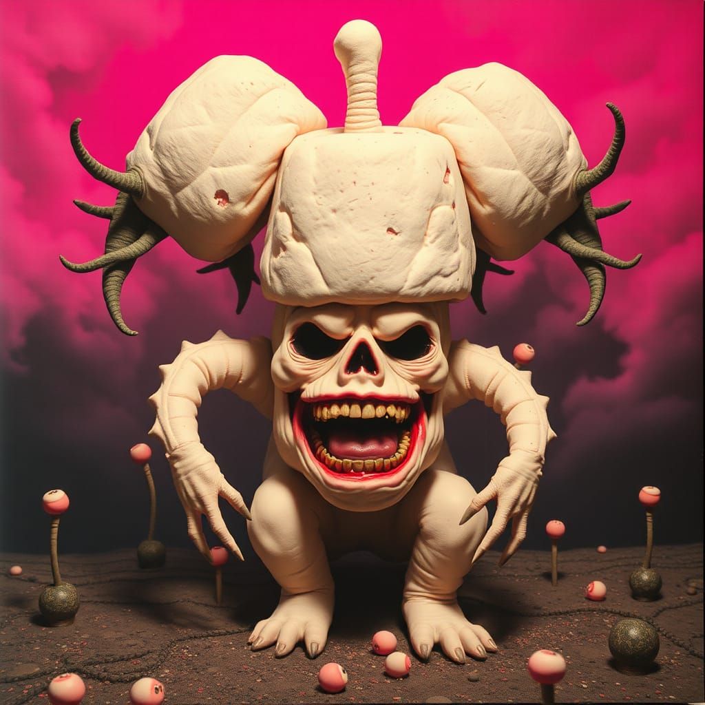 Disturbingly Whimsical Album Cover in Marshmallowpunk Style