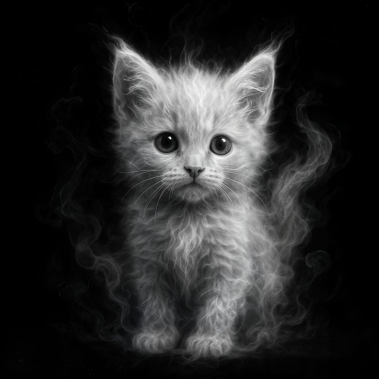 Ethereal Smokitten: A CGI Kitten of White Smoke