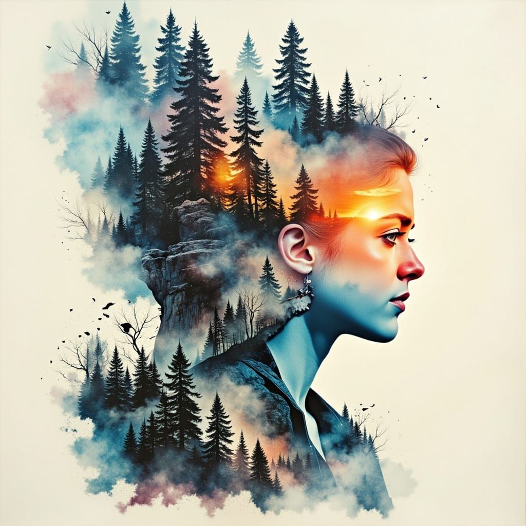 Persistence <lora:Dreamweave Flux:1.0> <lora:pizza:1.0> Journey Collage Adventure Dreams Double exposure