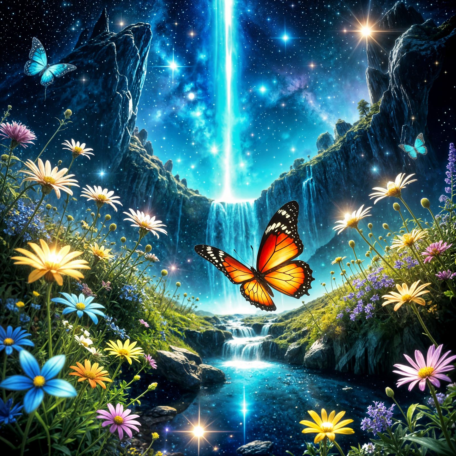 Celestial Butterfly Amidst Starry Cosmic Wonders