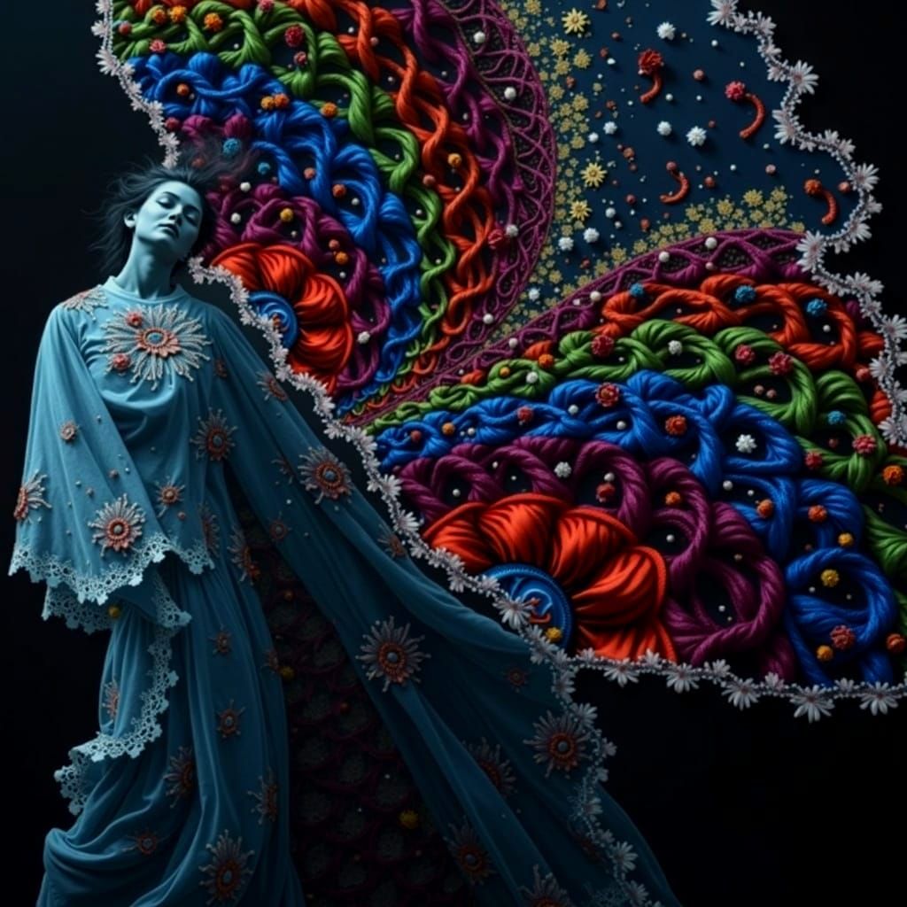 Woman's Transformation Dance with Rainbow Hair and Floating ...