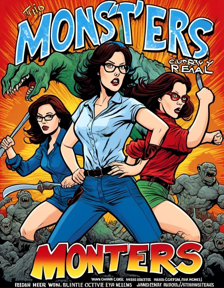 Curvy Women Fight Monsters: Comic Art Movie Poster