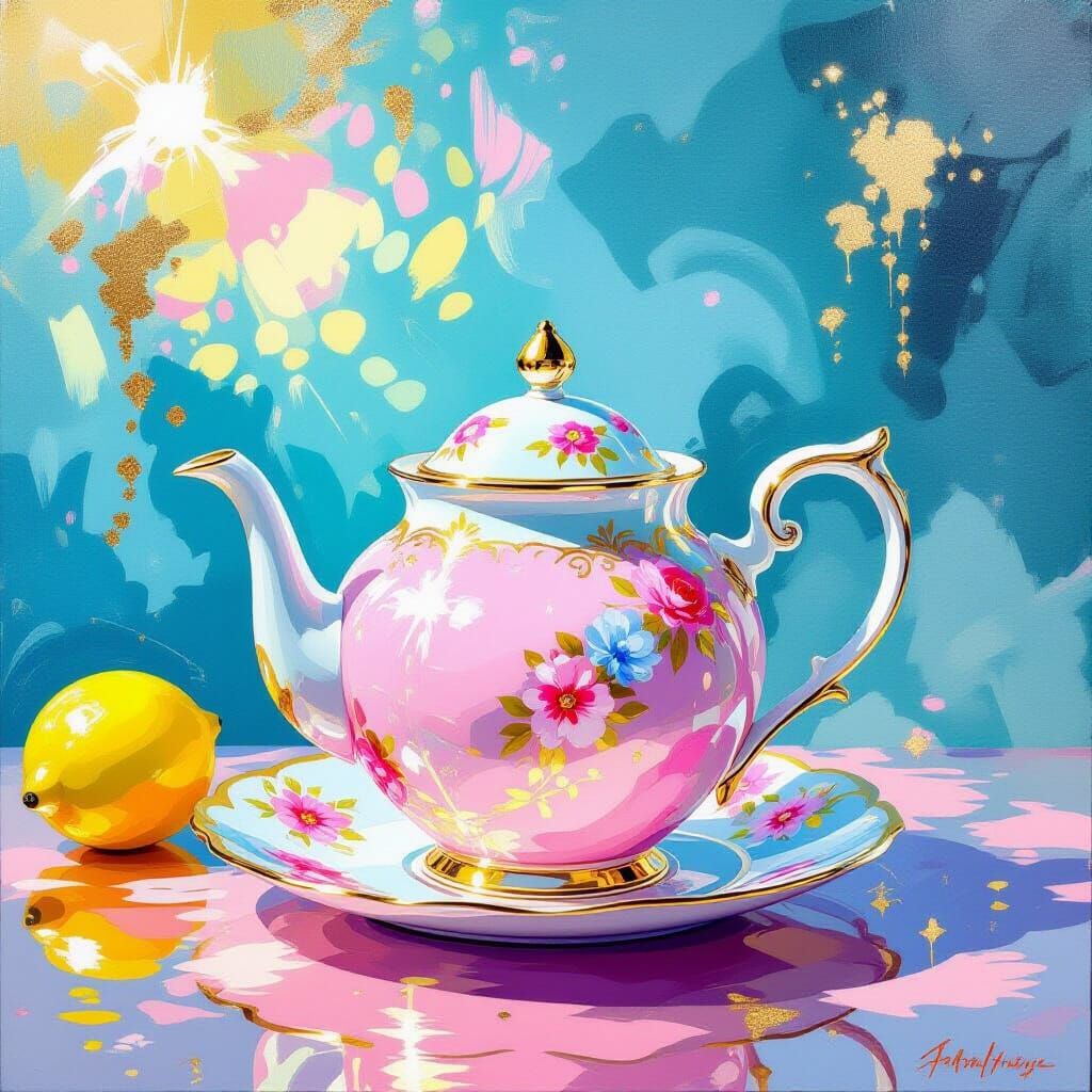 Teapot in Metamodern Rococo Impressionist Style