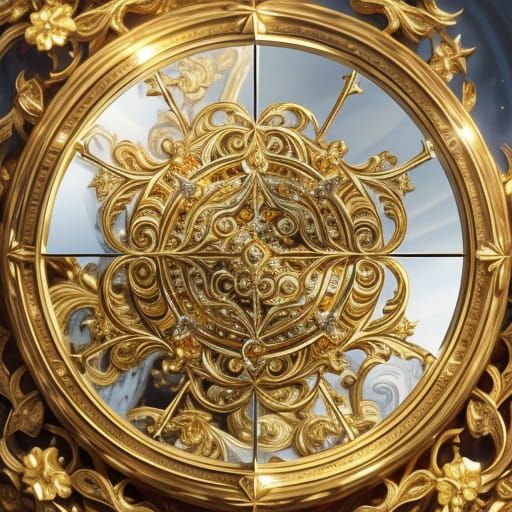 Luxurious Baroque Watch with Gold and Mirror