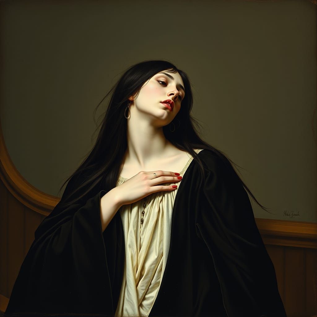 Goth Japanese Joshi Girl in Emo Cartoon Style