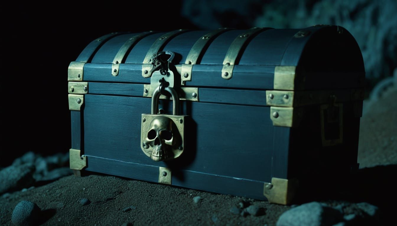 Ominous Skull Chest in Coastal Cave