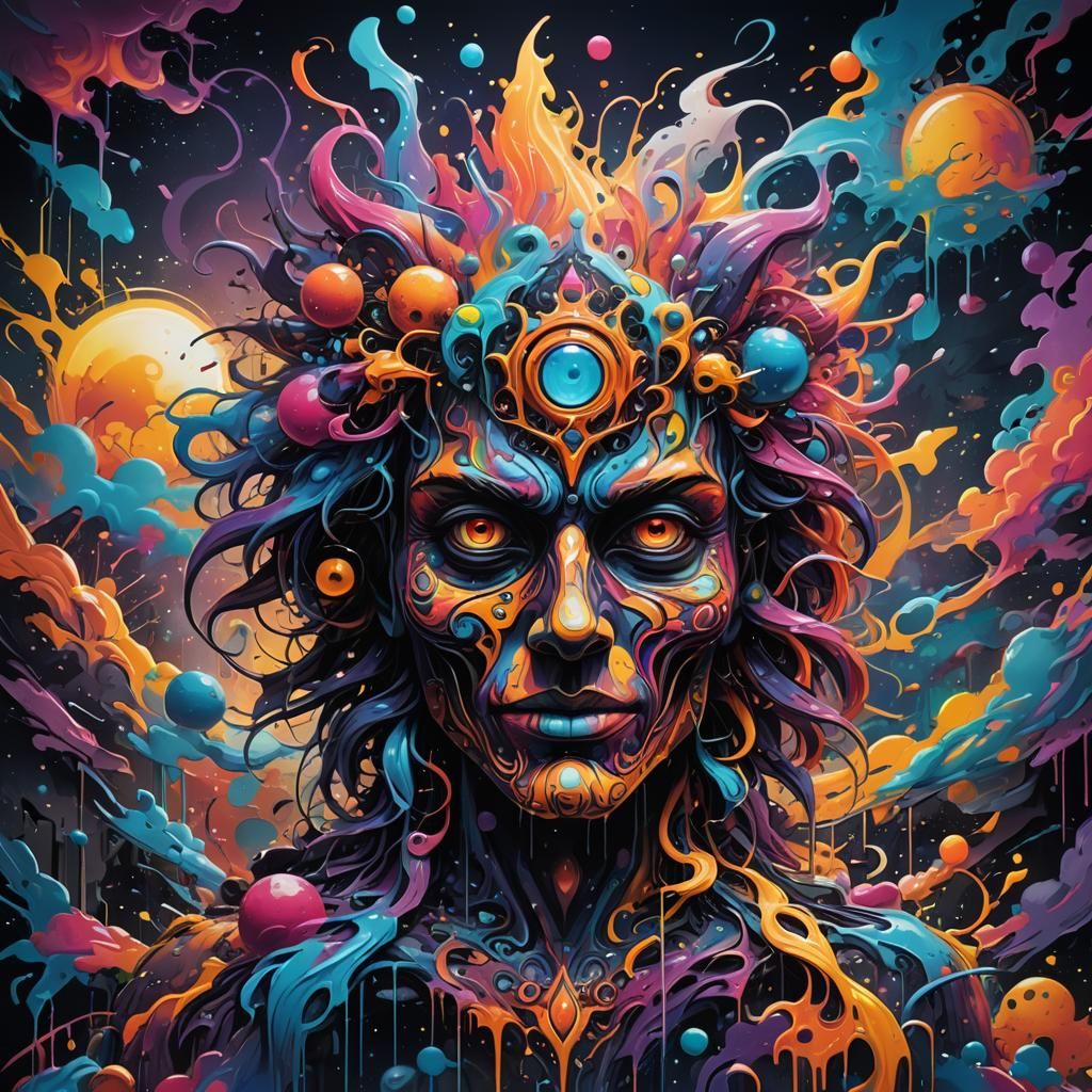 Psychedelic Nocturnal Awakening in Graffiti Street Art