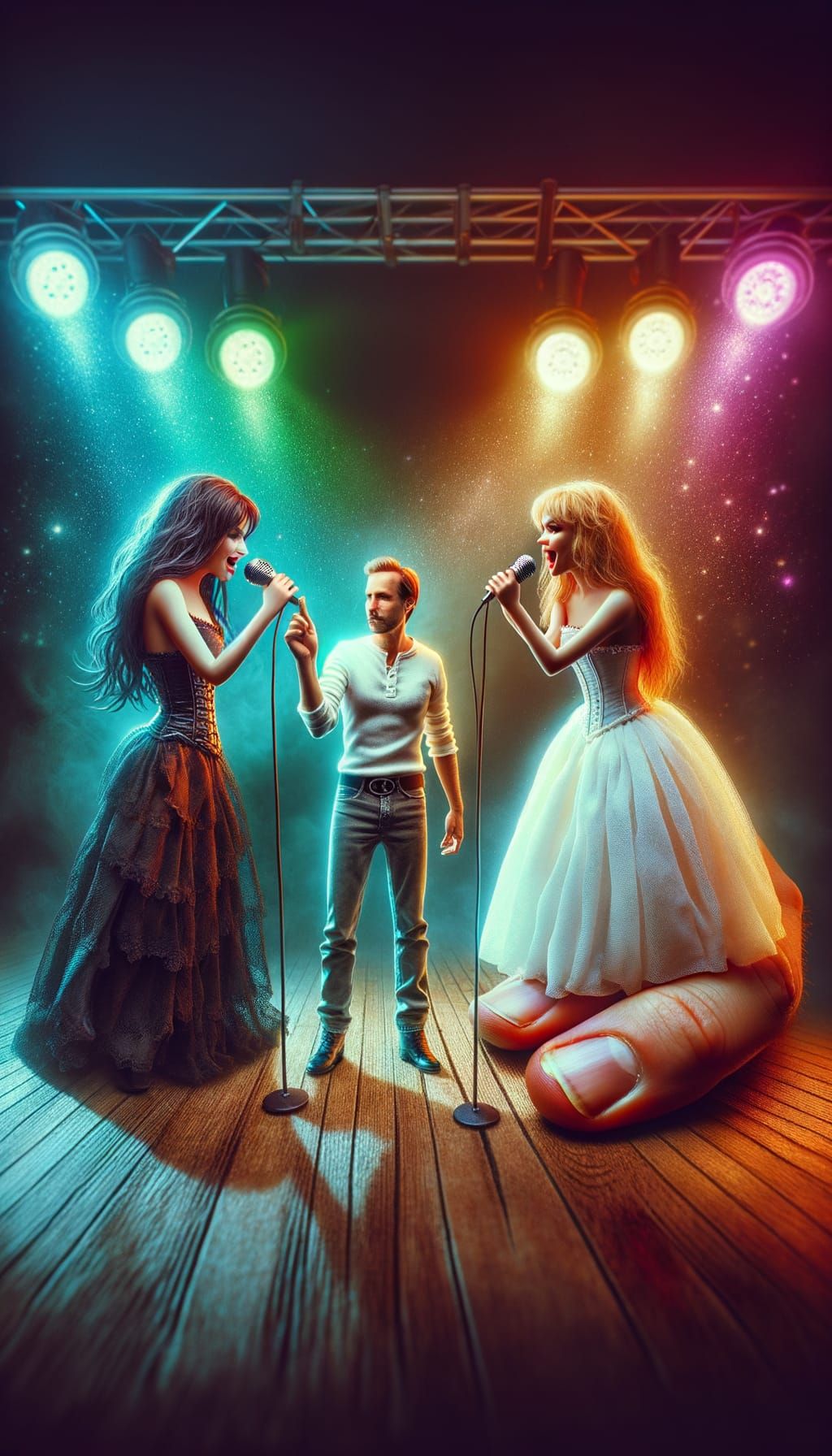 Miniature Rock Stars Gaze Up at Giant in Enchanting Studio S...