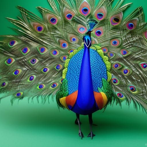 Colorful Origami Peacock Paper Sculpture
