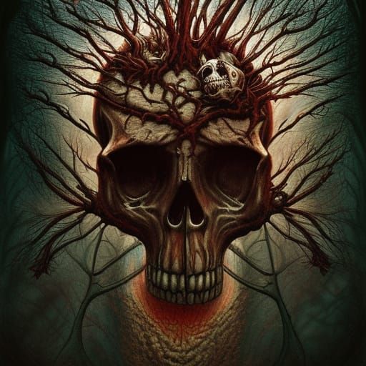 Tree Skull in Dark Fantasy Digital Art