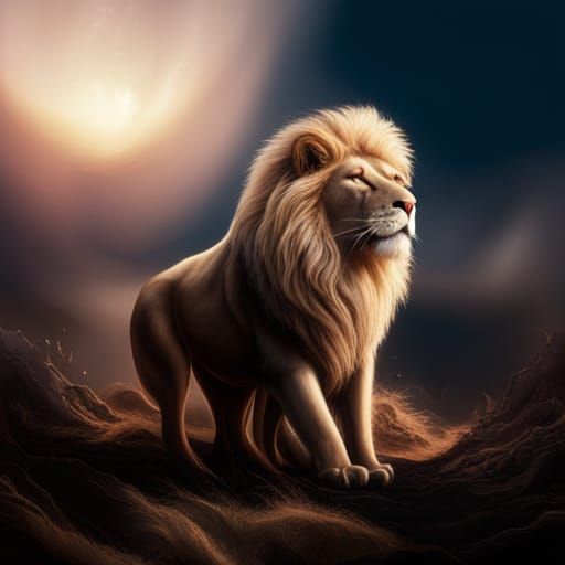 Epic Silver Lion Digital Matte Painting