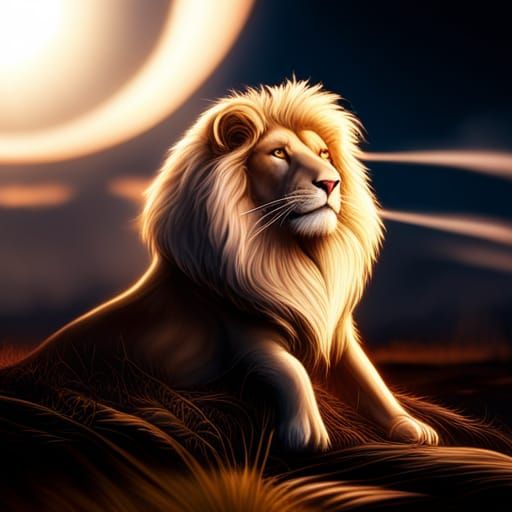Epic Silver Lion Digital Matte Painting