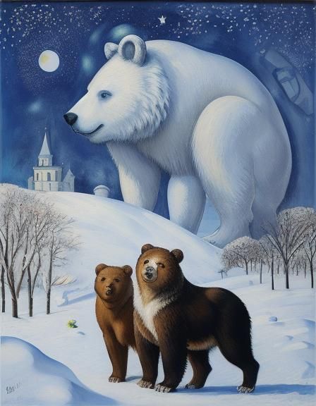 Surreal Footprints in Snow: Oil Painting