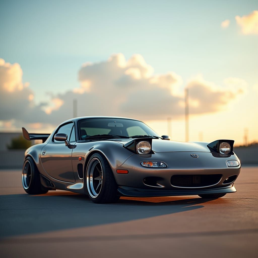 Sleek Mazda RX7 with Vibrant Bokeh