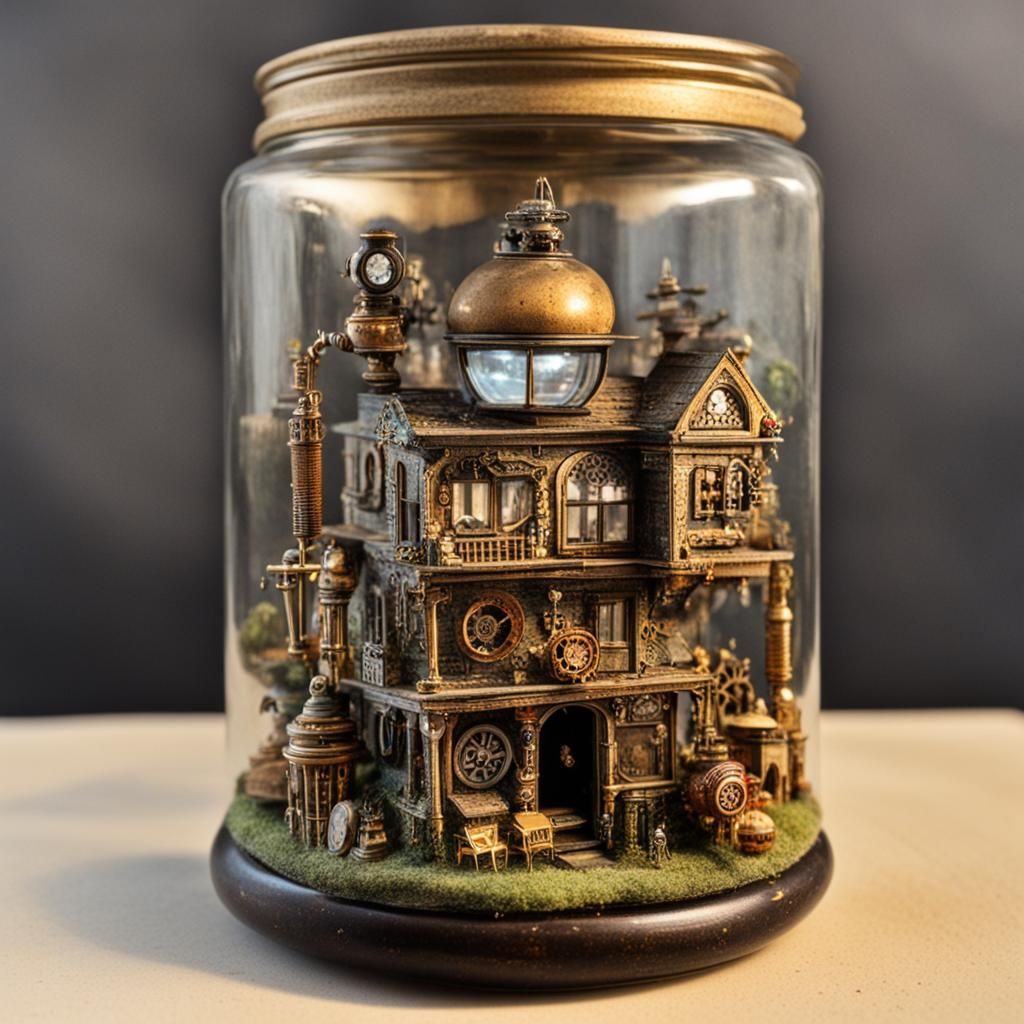 Steampunk Museum in a Glass Jar