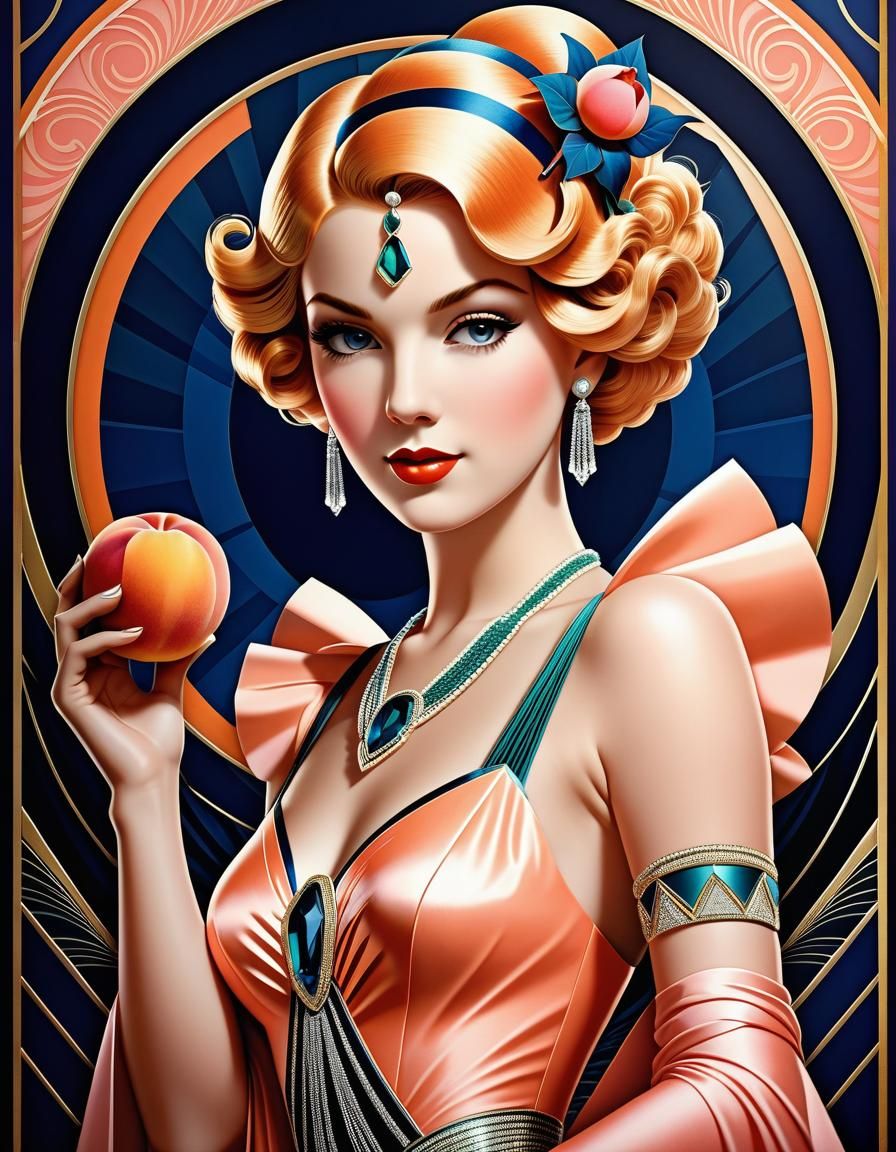 Princess Peach in Art Deco Style