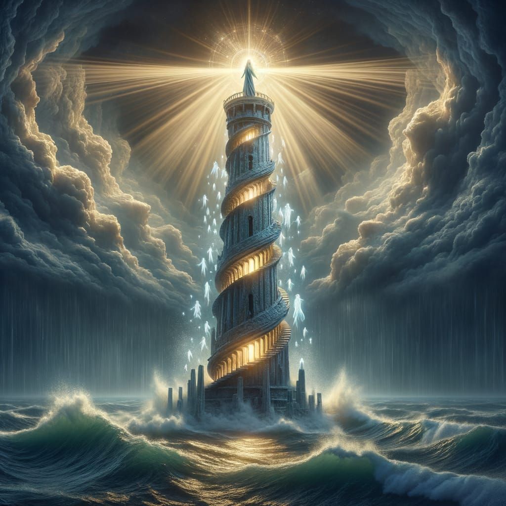 Epic Lighthouse Woman Guiding Souls