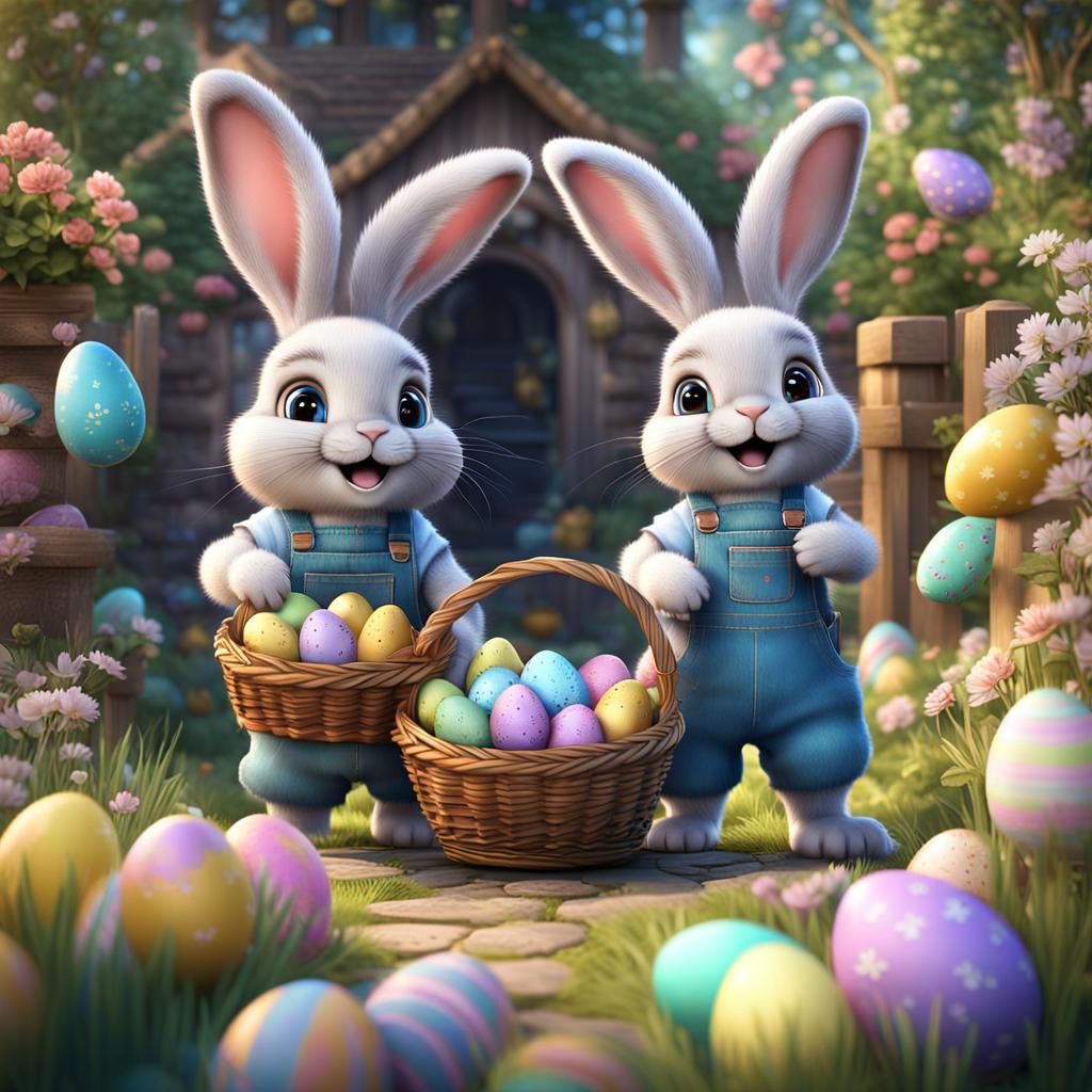 Pastel Bunnies' Extravagant Easter Egg Hunt
