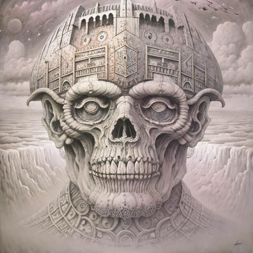 Dystopian Dreamscape in Beksiński Style