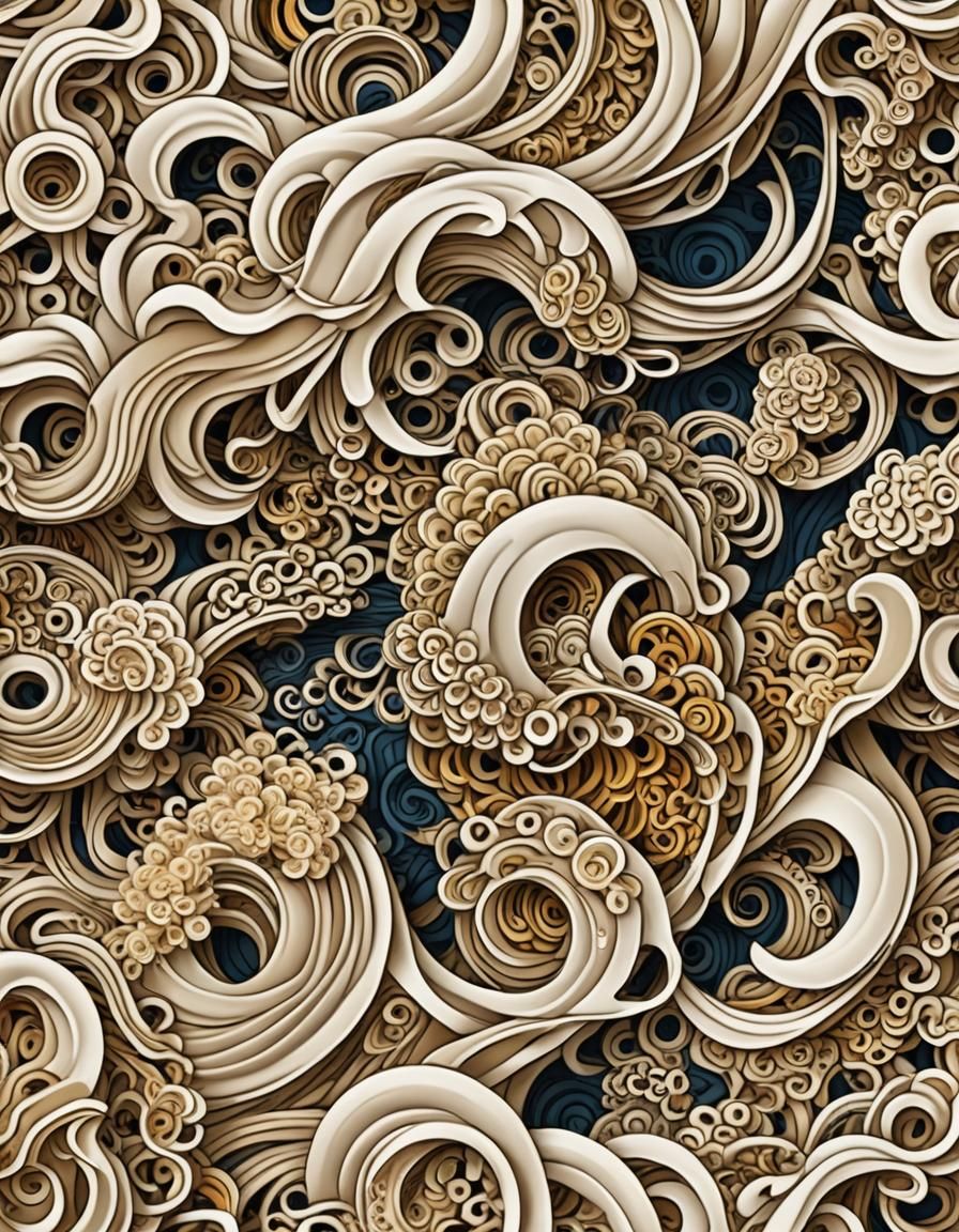 Abstract Japanese Ramen with Fractal Elements
