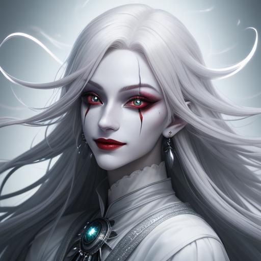 Anime Clown Avatar with Manic Grin and Glowing Eyes