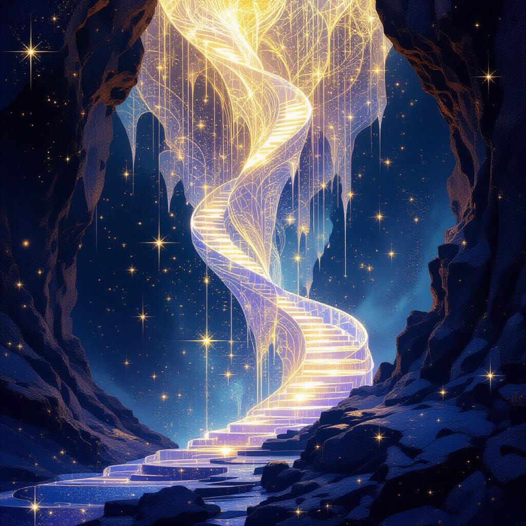 Ethereal Light Cascade in Cosmic Patterns