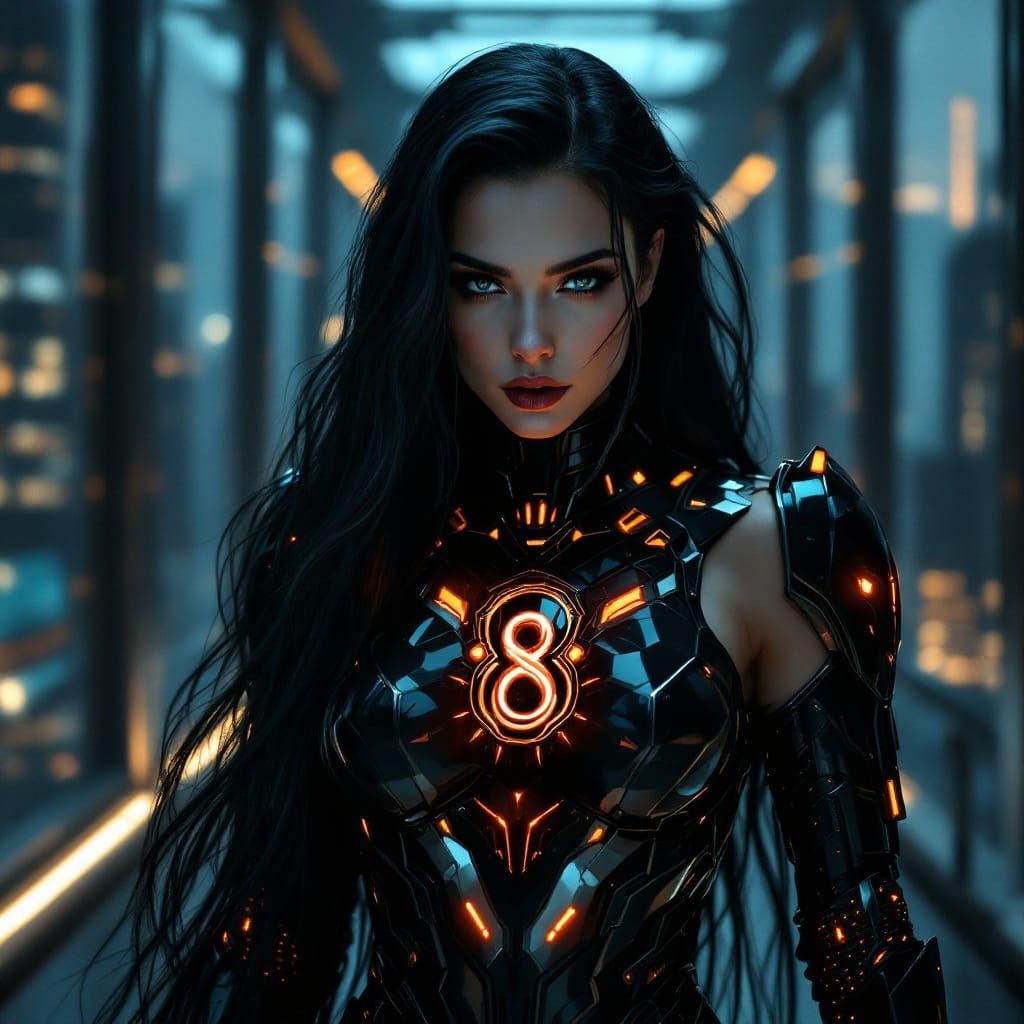 Cyberpunk Goth Superhero in Dystopian Cityscape