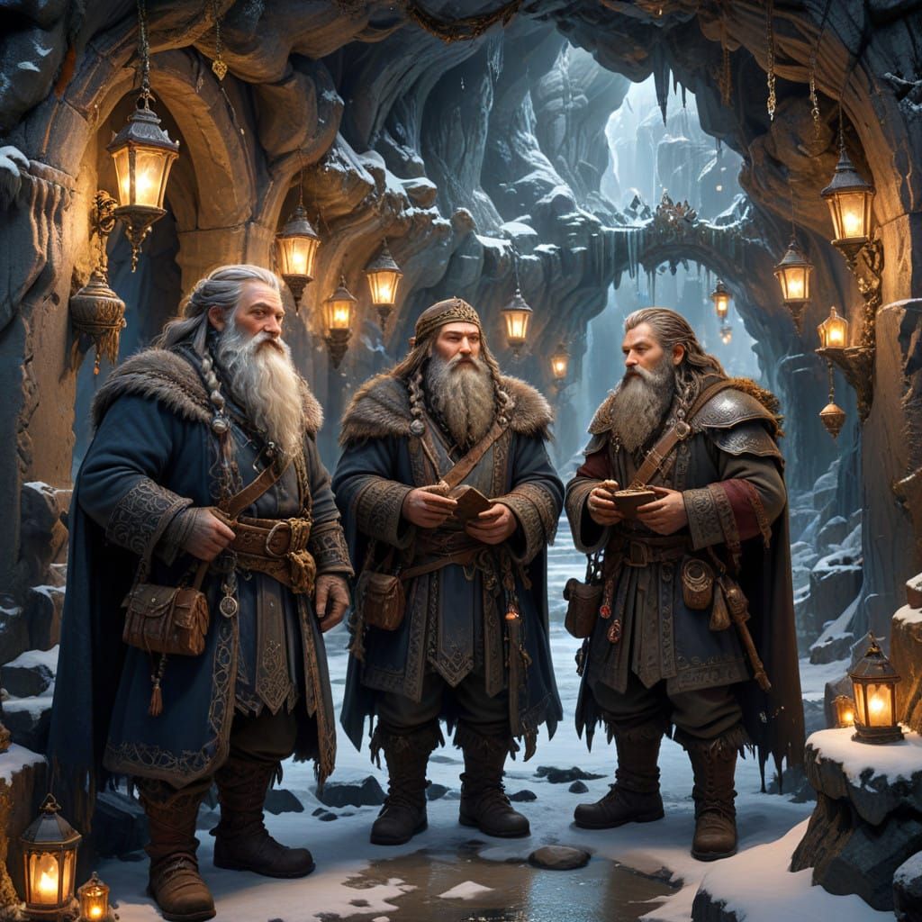 Dwarves Gather in Majestic Moria Winter Wonderland