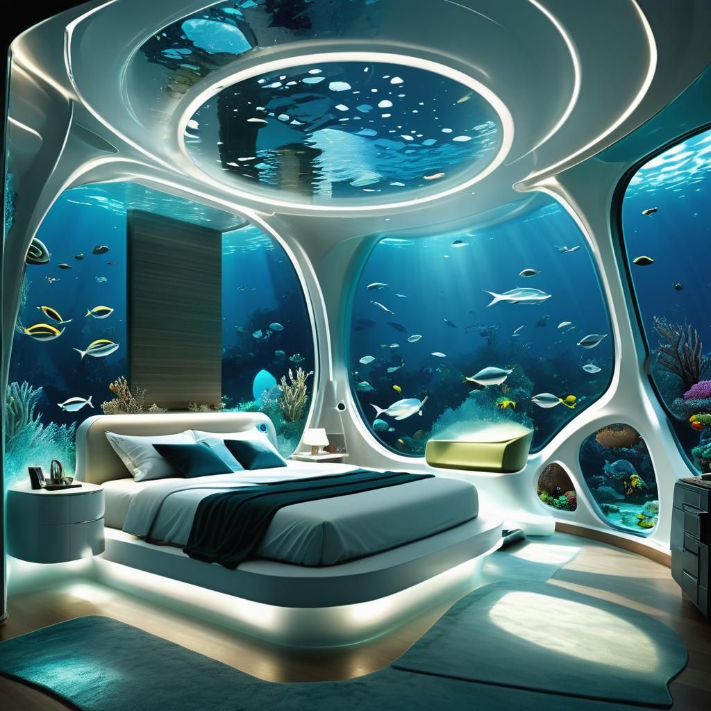 Futuristic Underwater Bedroom in Translucent Polycarbonate