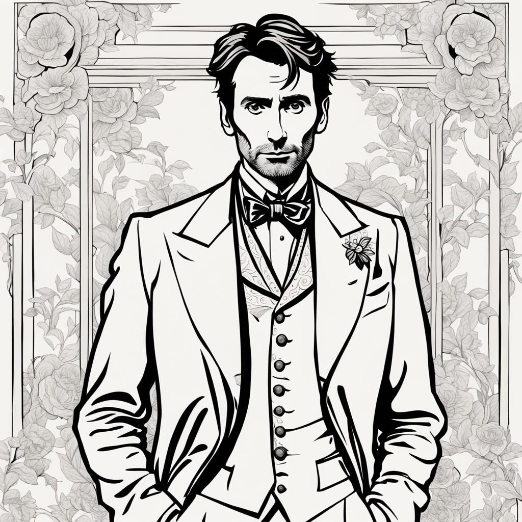 Retro Futurism Dandy in Pen and Ink Style