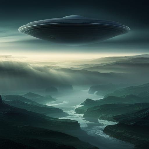 Dramatic Flying Saucer Digital Matte Painting