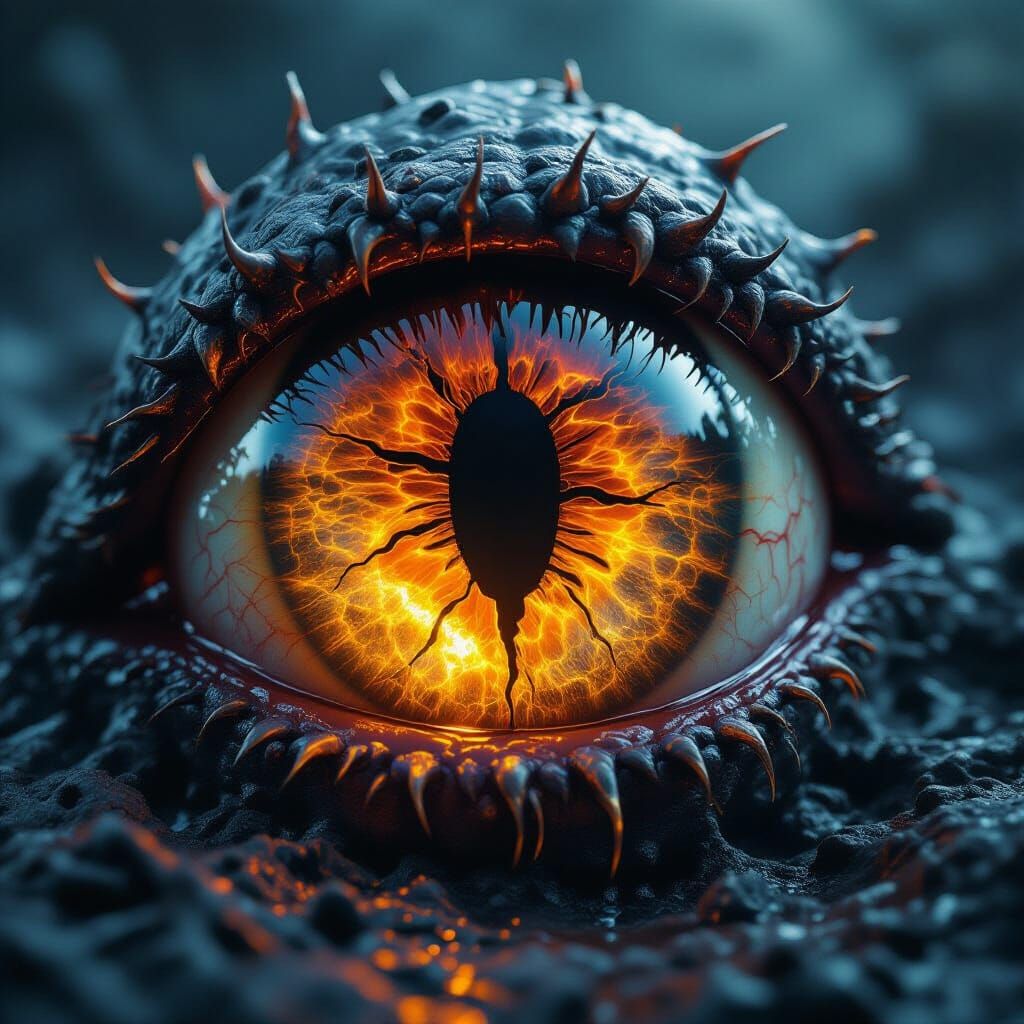 Monstrous Cryptid Eyeball with Molten Amber Iris