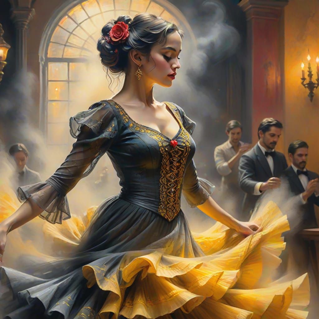 Flamenco Dancer in Ethereal Impressionist Style