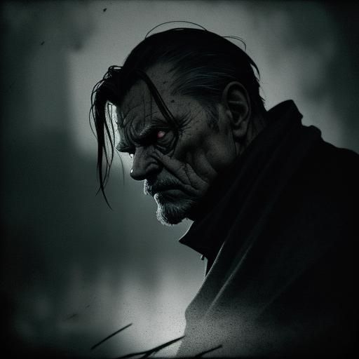Eerie Old Man Portrait in Cinematic Dark Style