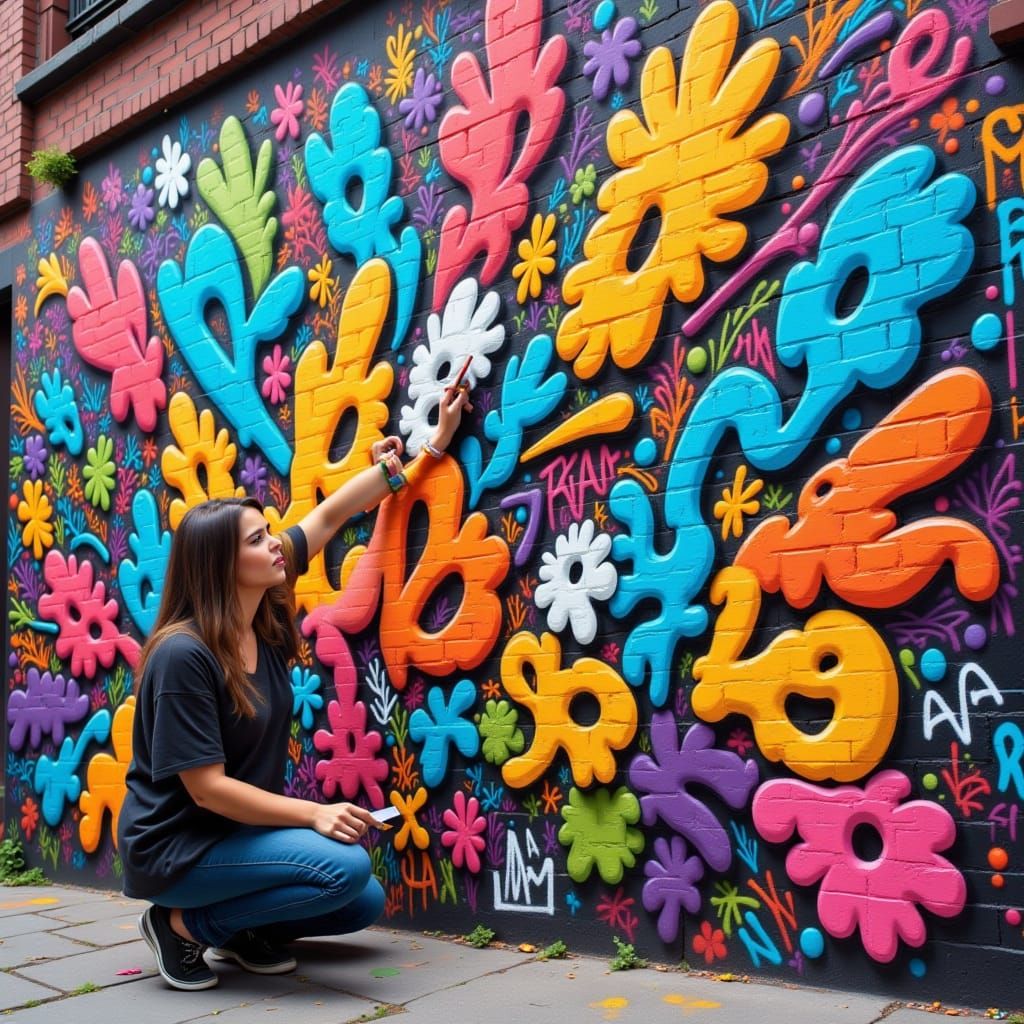 Vibrant Street Art on Textured Wall