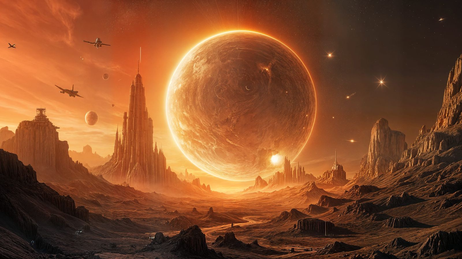 Gigantic Space Station Engulfed in Flames Amidst Intense Spa...