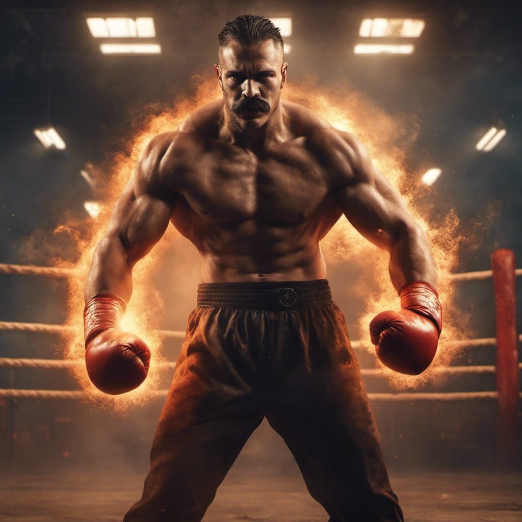 Fiery Underground Boxer in Volumetric Comic Art