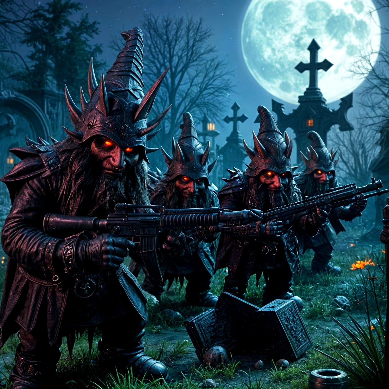 Dark Fantasy Dwarves in Black Rocker Outfits Unleash Chaos i...