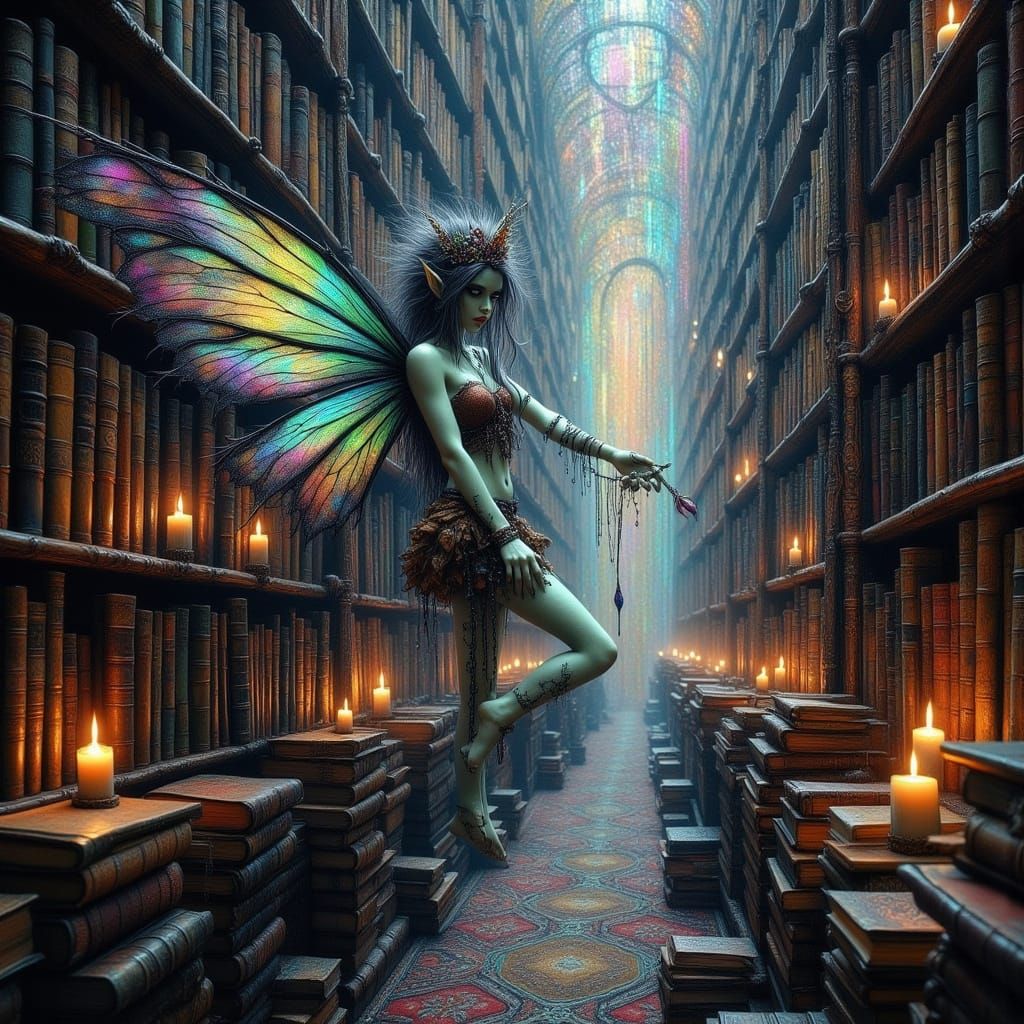Ethereal Pixies in Gothic Library with Pride Symbols