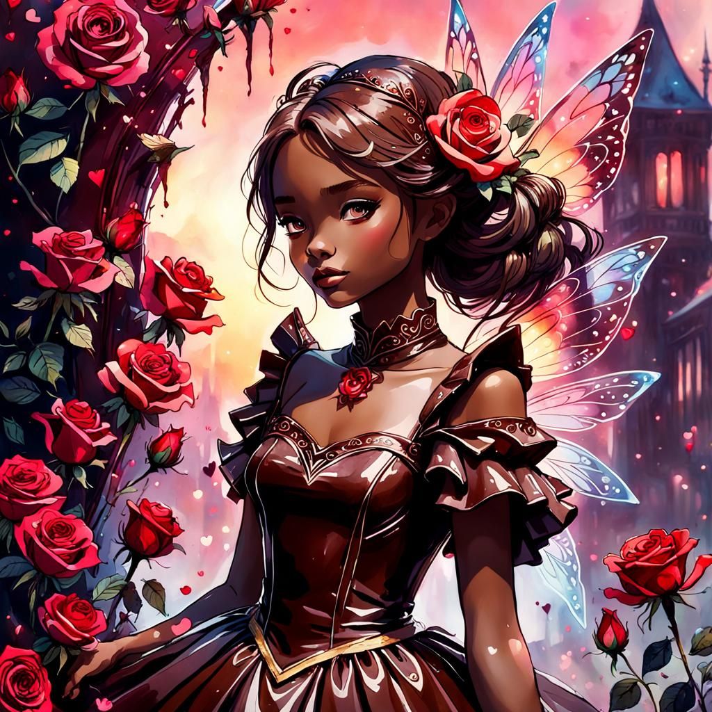 Valentines Fairy of chocolates and roses