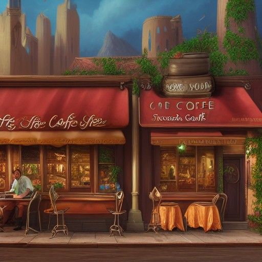 French Cafe with Vines: Detailed Matte Painting