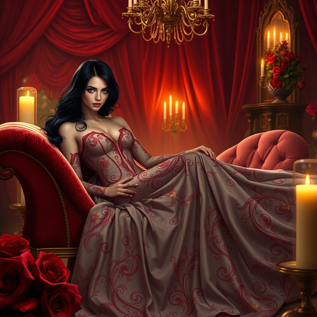 Romantic Valentine's Day Scene with a Beautiful Woman