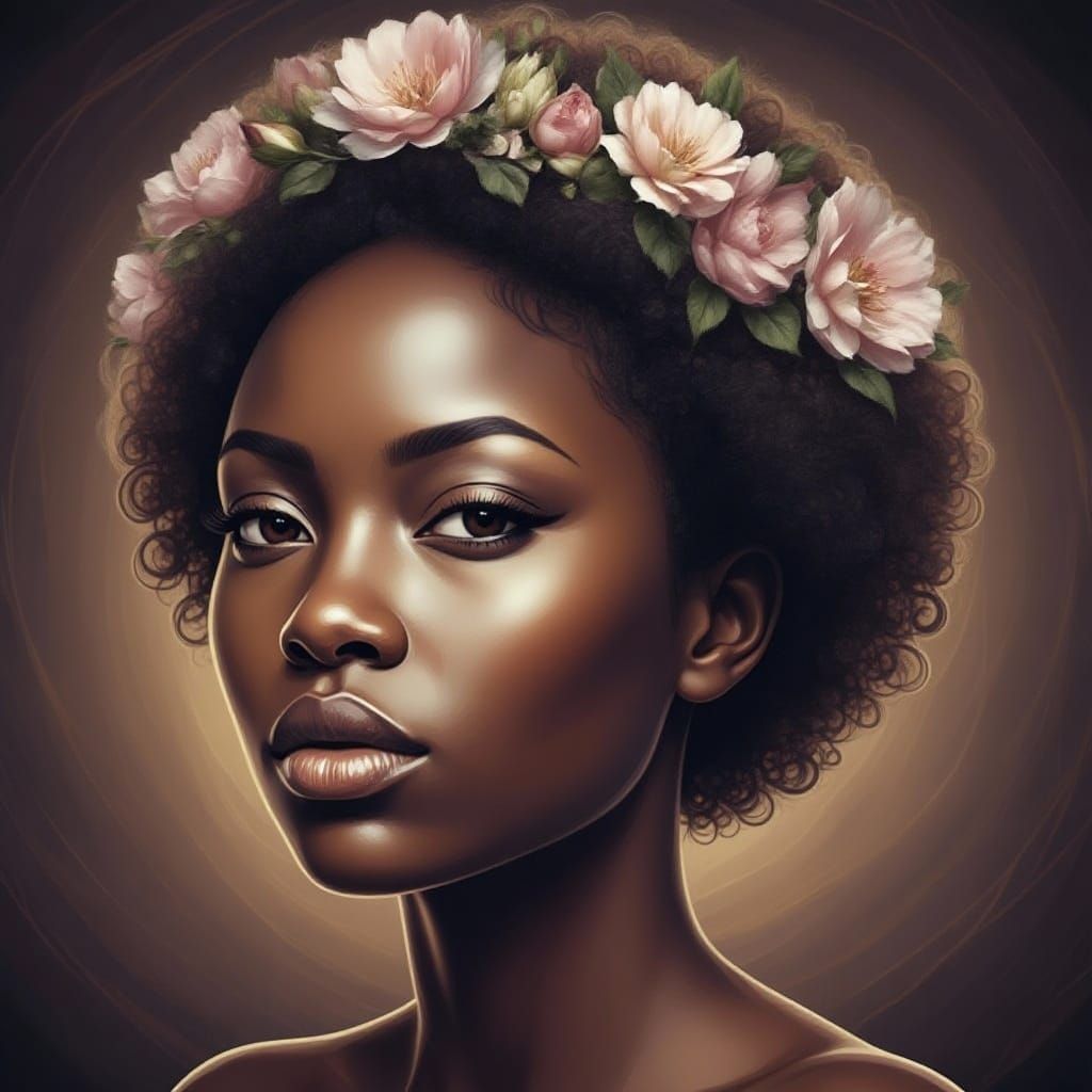 Hyperrealistic Portrait of a Black Woman with Mathematical A...