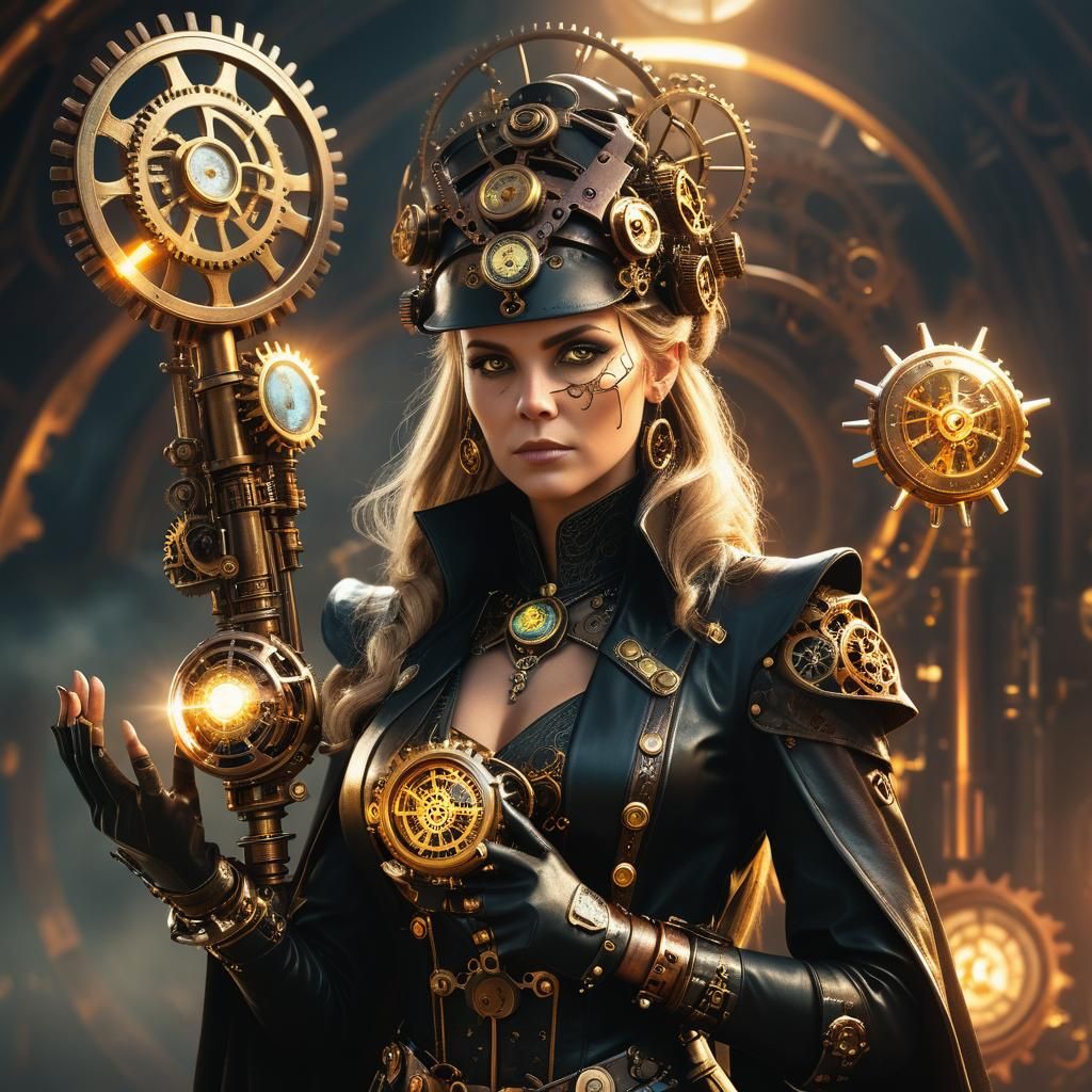Steampunk Sorceress Portrait with Bionic Enhancements