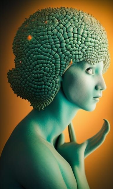 Celestial Woman in Surreal Star, Fairytale Art