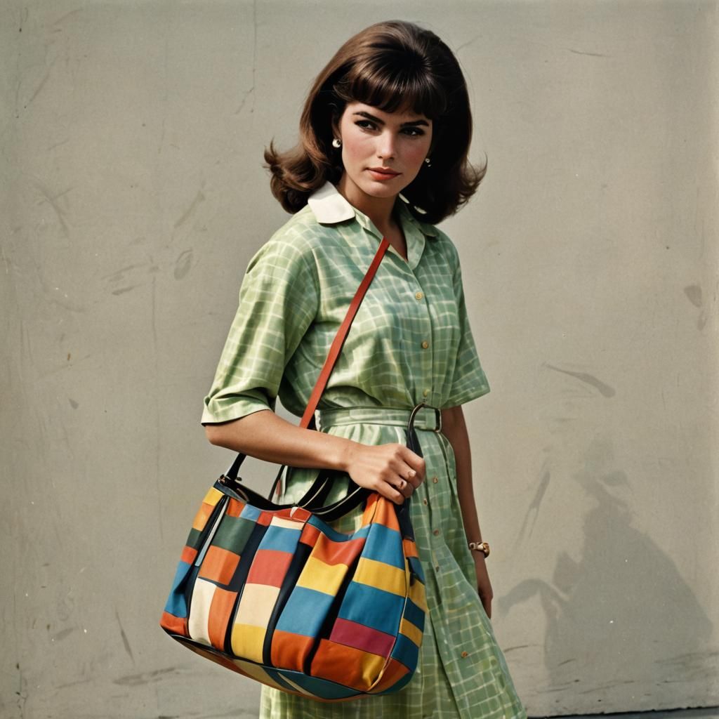 Stylish Woman with Hobo Bag, 1960s Fashion