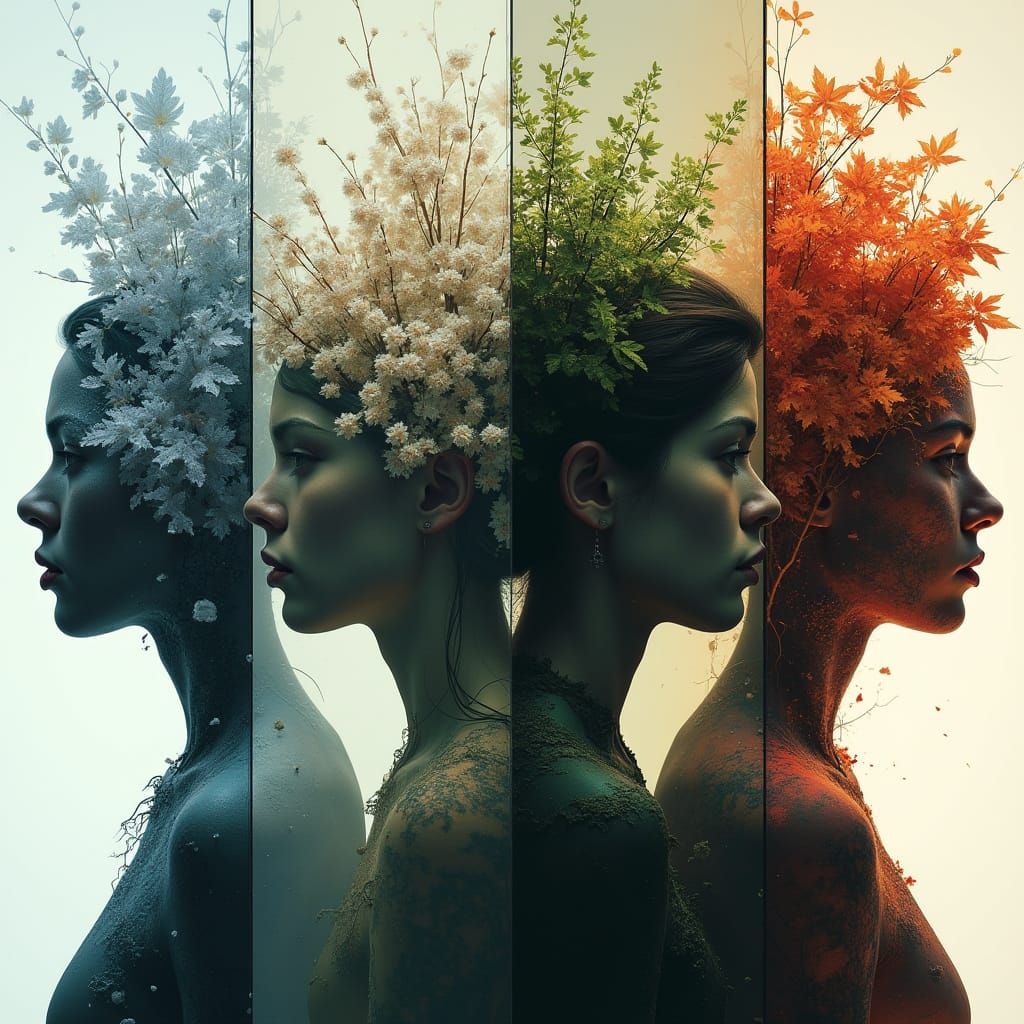 Four Seasons Silhouettes in Gothcore Surrealism